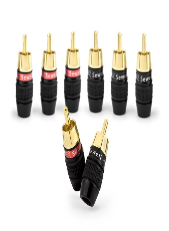 Sewell Deadbolt RCA Plugs, 4 Pairs, Fast-Lock Technology, 24k Gold Plated Speaker Plugs, Premium Solderless SW-32888-4 - Image 1